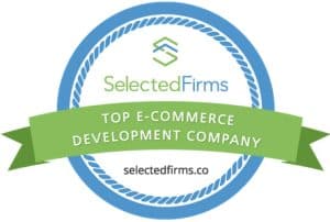 Badge from SelectedFirms for Top E-Commerce Development Company of 2023.